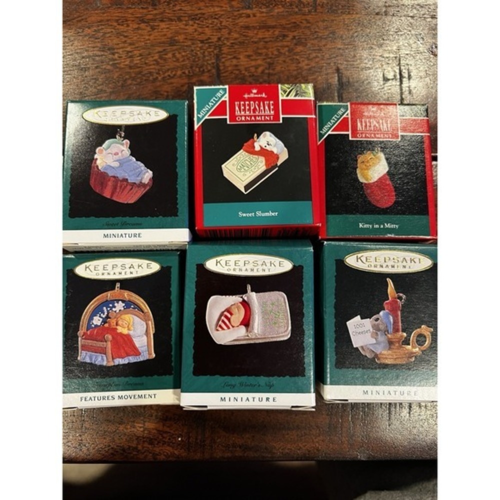 6 Vintage Keepsake Hallmark Ornaments/Sugarplum Dreams/Long Winters Nap‎